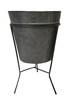 12" Metal Planter W/Stand Grey (Holds 10" Pot)
