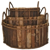S/3 Large Wooden Round Baskets w/ Ear Handles