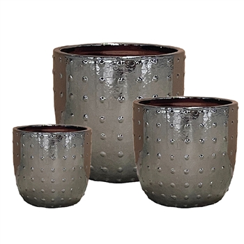 S/3 Dimpled Aries Pots - Mirror Silver