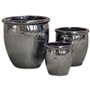 S/3  Carnival Pots - Mirror Silver