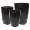 S/3 Tall Roseline Tubular Pots - Black