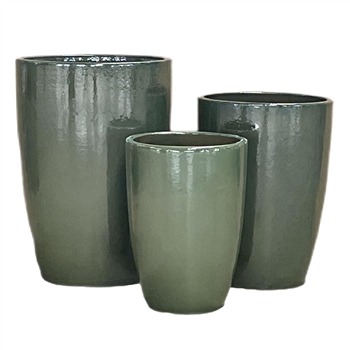 S/3 Tall Roseline Tubular Pots - Pearl Green