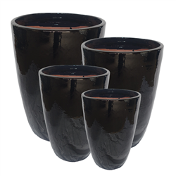 S/4 Tall Tubular Pots - Black