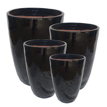 S/4 Roseline Tubular Pots - Black
