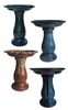 Mixed Crate of Large Glazed Birdbaths w/ Locking Tops in 4 Assorted Colors