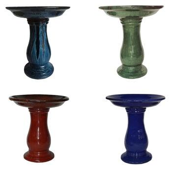 Mixed Glazed Birdbath Crate w/ Locking Shallow Top - 4 Assorted Colors (10 Pieces)