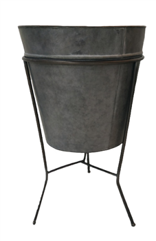13" Sterlin Metal Planter W/Stand Grey (Holds 10" Pot)
