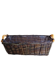 Single Long Rectangular Dark Willow Basket w/ Liner