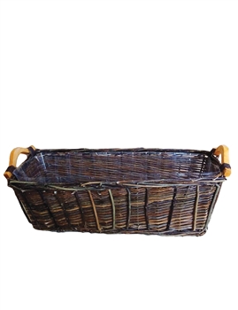 Single Long Rectangular Dark Willow Basket w/ Liner