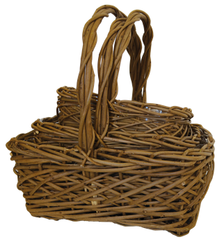 S/3 Rectangle Split Acacia Vine Baskets w/ Handles & Liners
