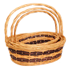 S/3 Oval Two-Tone Willow Baskets w/ Handles & Liners