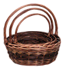 S/3 Oval Two-Tone Willow Baskets w/ Handles & Liners