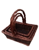 S/3 Rectangular Two Tone Willow Baskets w/ Handles & Liners