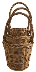S/3 Round Acacia Vine Baskets w/ Handles & Liners