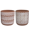 7.5" Aztec Terracotta Planter w/Drain Hole and Liner, 2 Assorted, 4/case, holds a 6" pot