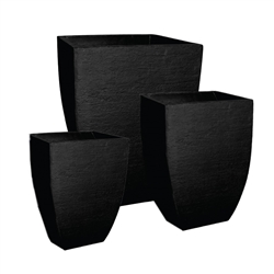 S/3 Square Modern Poly Pot - Black