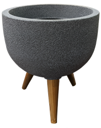 Round Planter with Legs - Charcoal