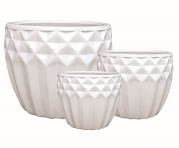 S/3 Diamond Weave Pots - White