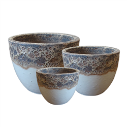 S/3 Round Pots - Relic Bronze White