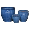 S/3 Basslet Pots - Sea Blue