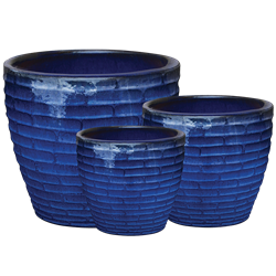 S/3 Brickwork Pots - Falling Blue