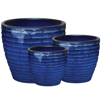 S/3 Brickwork Pots - Falling Blue