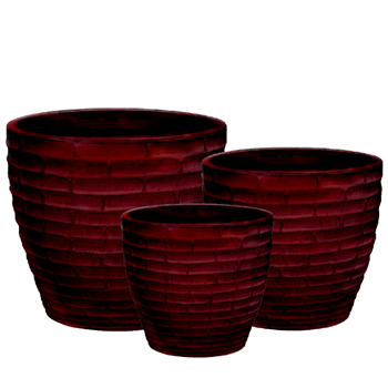 S/3 Brickwork Pots - Red