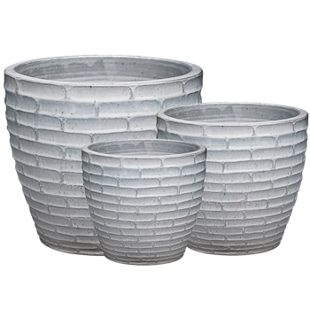 S/3 Brickwork Pots - White