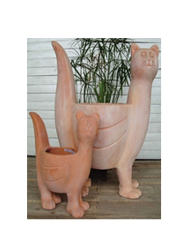 Crate of Aged Terracotta Cat Planters