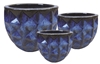 S/3 Round Diamond Planters - Blue