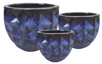 S/3 Diamond Pots - Blue