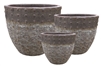 S/3 Round Planters - Two Tone Brown