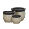 S/3 Round Two-Tone Pots - Black Quartz Over Cream