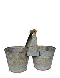 Verdigris Tin Double Planter w/ Handle (Click for Sizes & Pricing)