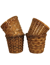 7.75" Bamboo Stain Pot Cover in 4 Assorted Styles (holds 6.5" pot)