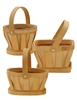 7"-9" Assorted Shaped Slatwood Natural Baskets w/ Handles & Liners