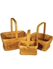 S/3 Rectangle Woodchip Baskets w/Handles & Liners - Natural