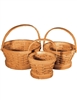 S/3 Round Woodchip Baskets w/Handles & Liners - Natural