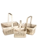 S/3 Rectangle Whitewash Woodchip Baskets w/Handles & Liners