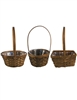 6" - 7" Assorted Shaped Stain Baskets w/ Handles & Liners