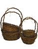 S/4 Round Twiggy Vine Baskets w/Handles & Liners