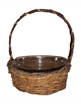 Single Round Twiggy Vine Basket w/ Handle & Liner (Click for Sizes and Pricing