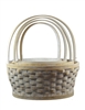 S/4 Whitewash Round Willow Baskets w/ Handles & Liners