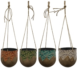 5" Hanging Mosaic Leaf Planter, 4 Assorted, 4/case, holds a 4.5" pot