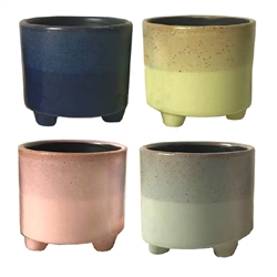 6.7" Lola Planter Footed w/ Drain Hole & Liner, 4 Assorted, 4/case, holds a 6" pot