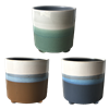 5.6" Round Horizon Fade Planter Footed w/ Drain Hole and Liner, 3 Assorted, 6/case, holds a 4.5" pot